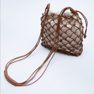 Zara Boho Drawstring Knotted Vegan Leather Mini Shoulder Bag ART: 6584/810/105